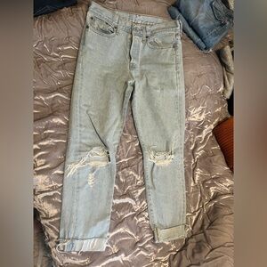 Levis Wedgie Light Blue Distressed Jeans